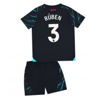 Camisa de Futebol Manchester City Ruben Dias #3 Equipamento Alternativo Infantil 2023-24 Manga Curta (+ Calças curtas)